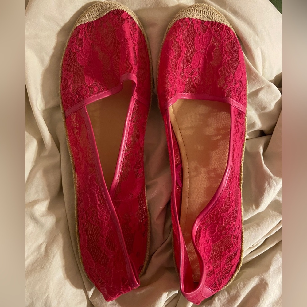 Torrid Pink Lace Flats size 12